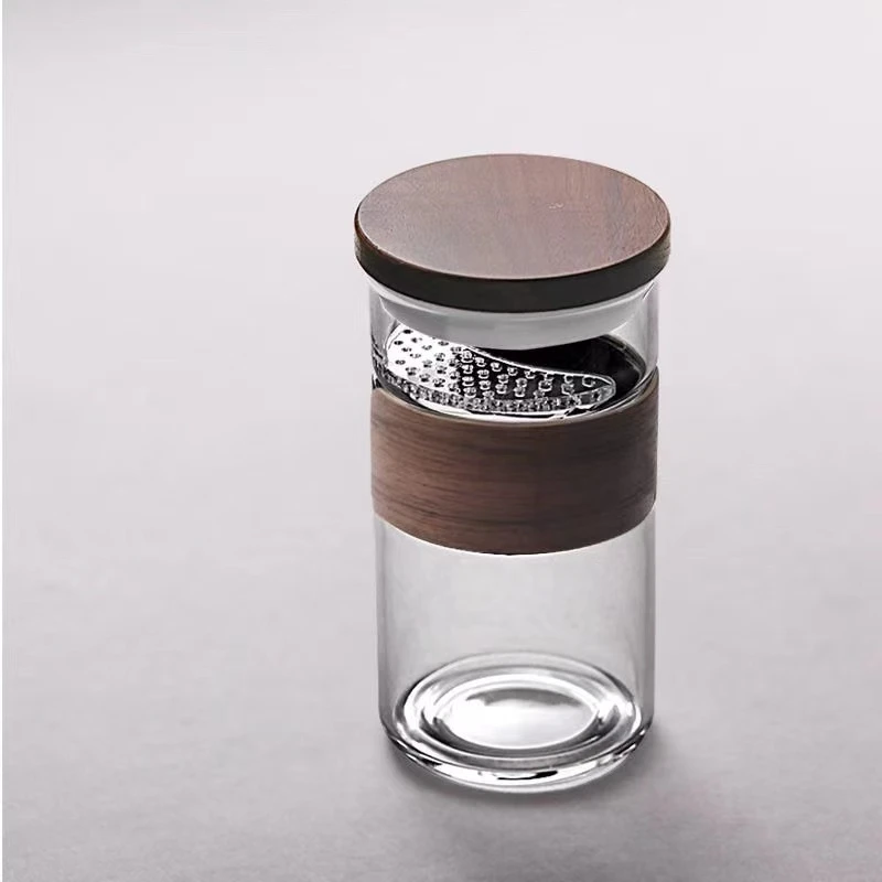 日式玻璃泡茶杯茶杯水分离杯子办公室过滤家用耐热月牙个人专用