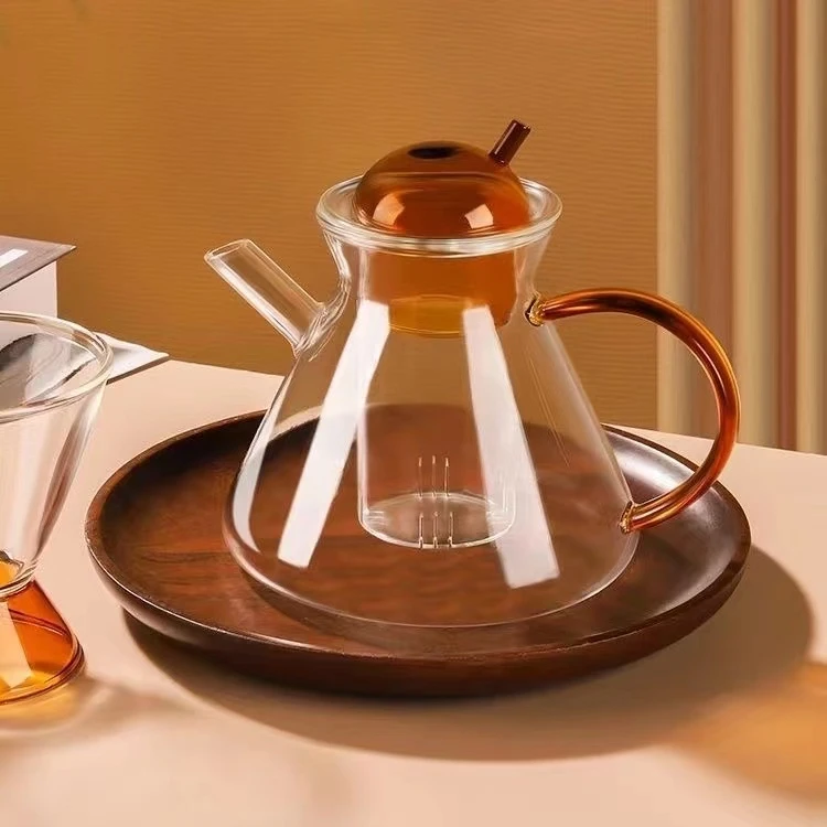 高硼硅玻璃花茶壶彩色内胆煮茶壶可电陶炉加热泡茶壶办公室咖啡壶