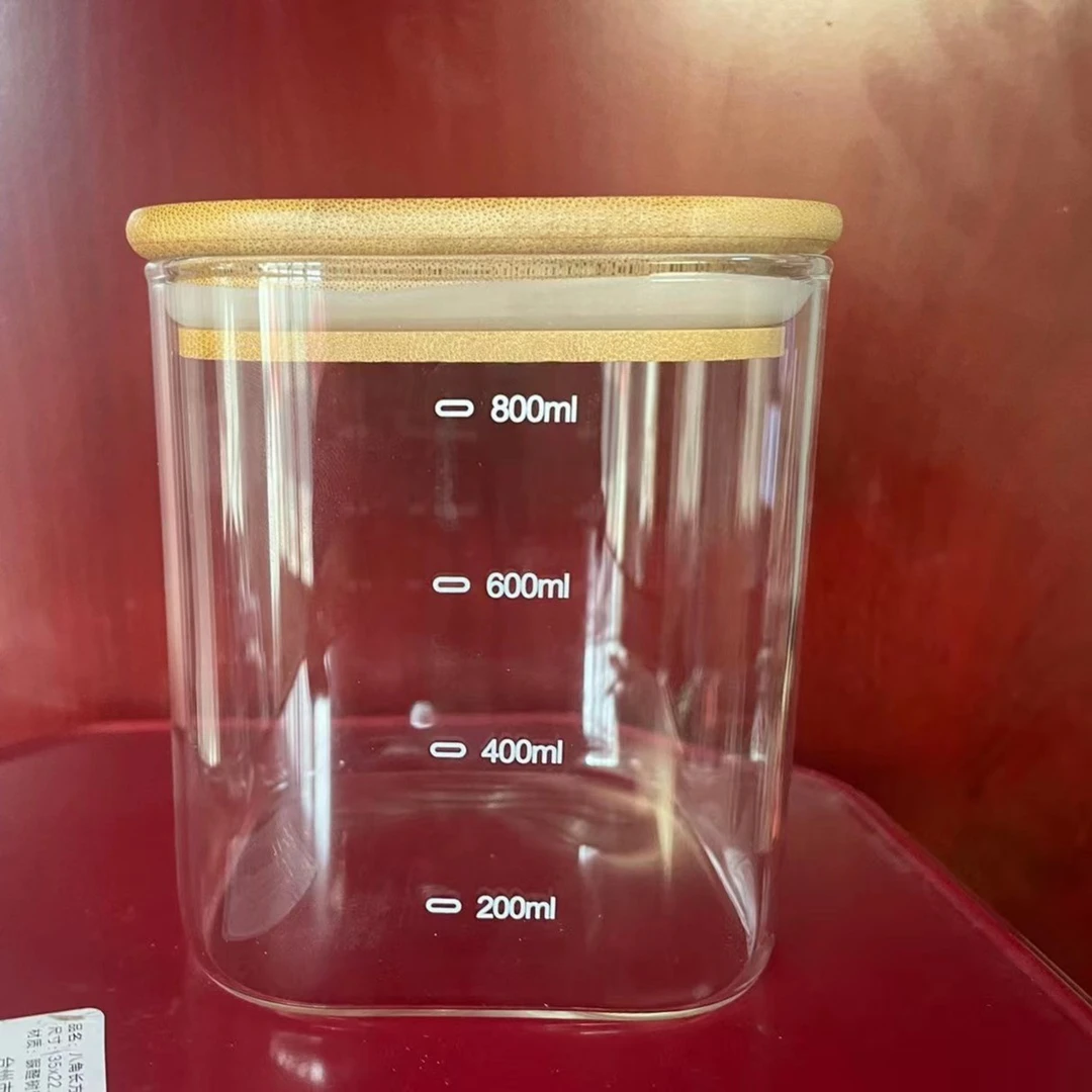 方形高硼硅玻璃密封储物瓶杂粮收纳调料防潮玻璃罐茶叶罐花果茶罐