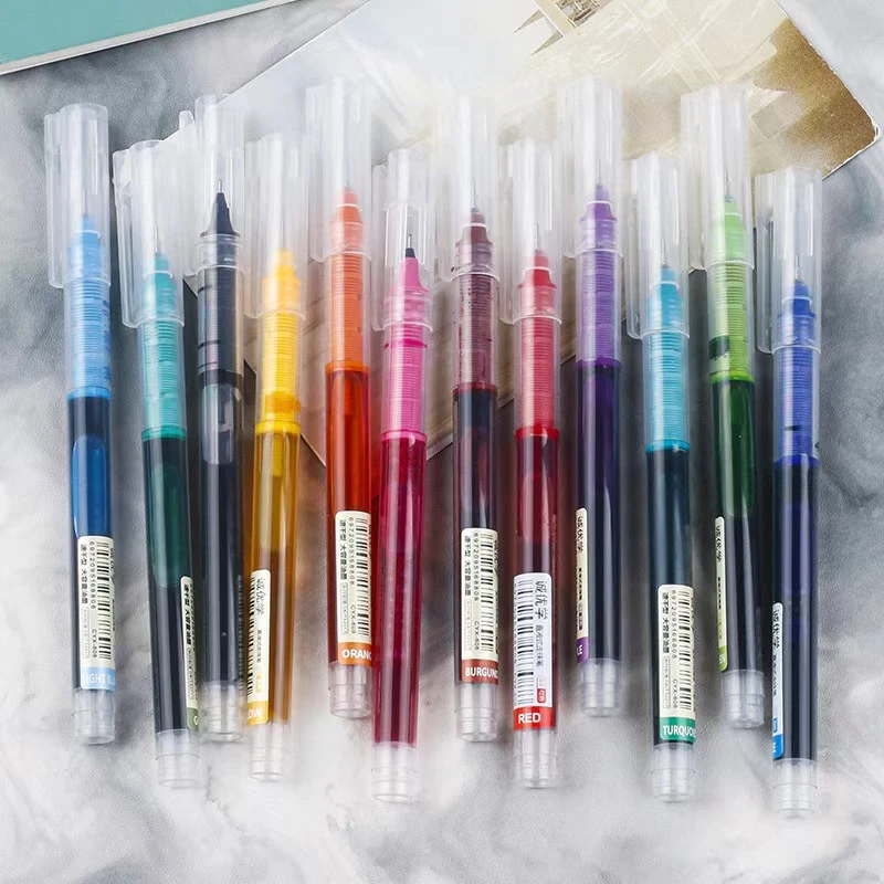 新款彩色速干直液走珠笔12色考试纠错笔
