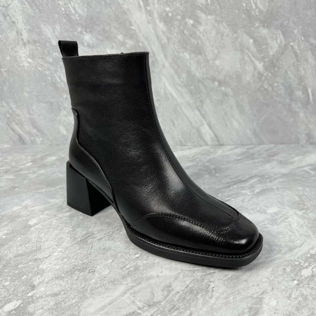 600-1 名媛风 舒适百搭 真皮短靴