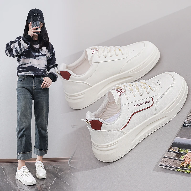 网红爆款小白鞋女夏季2025新款时尚百搭厚底增高休闲运动板鞋学生