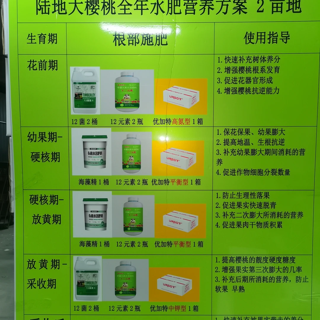 陆地大樱桃全年施肥方案
