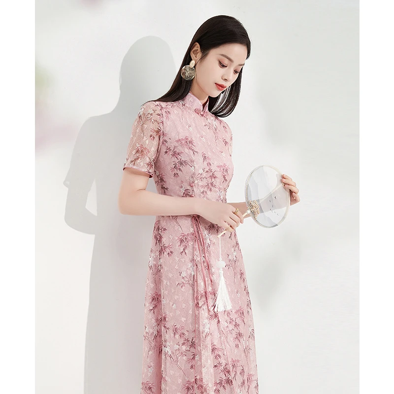 黛玛诗显瘦花裙子夏季款温婉新中式改良旗袍裙印花连衣裙女