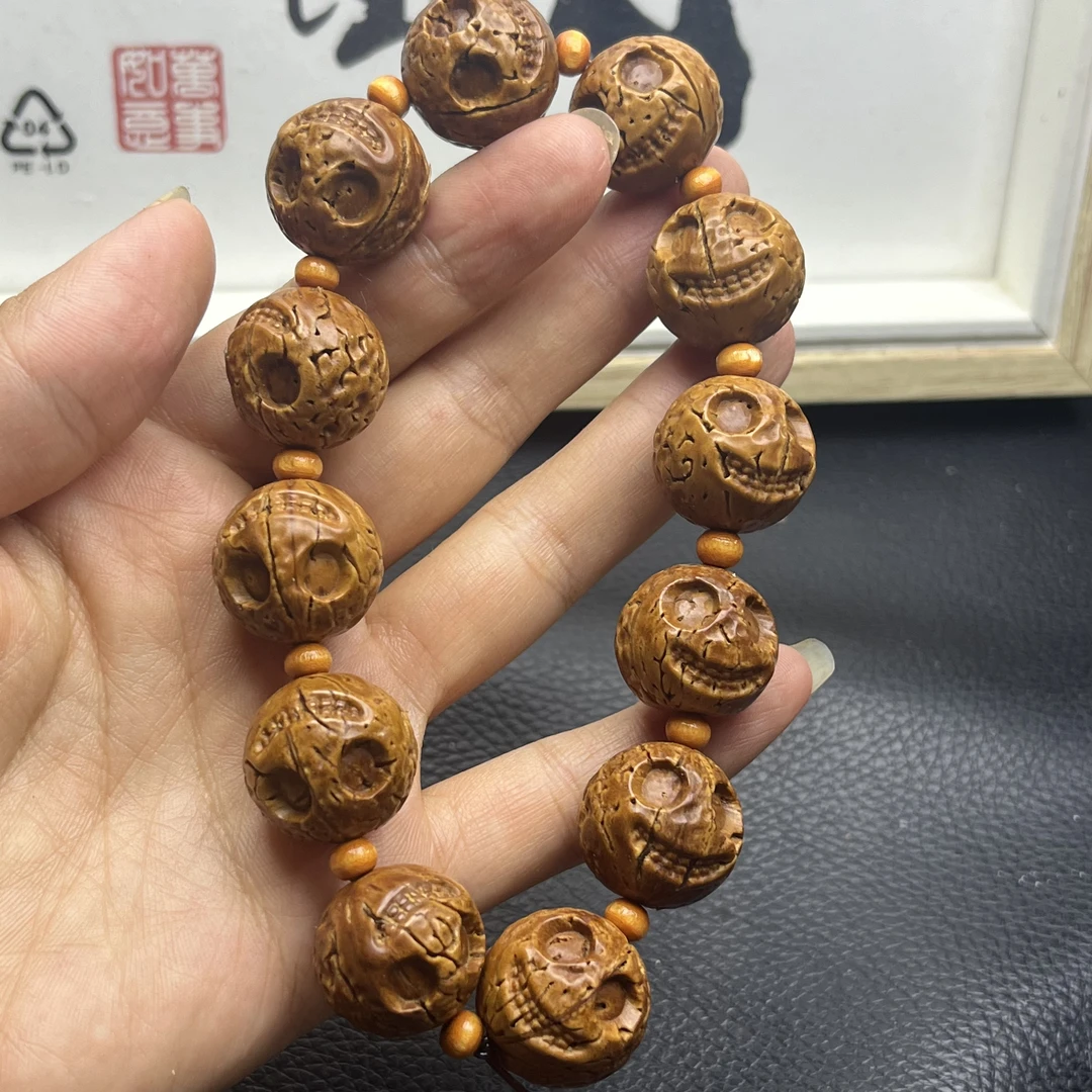 脑纹桃核骷髅开心桃核手工精修核雕手工文玩手串