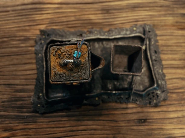 原创老岩泥柴烧方宝瓶