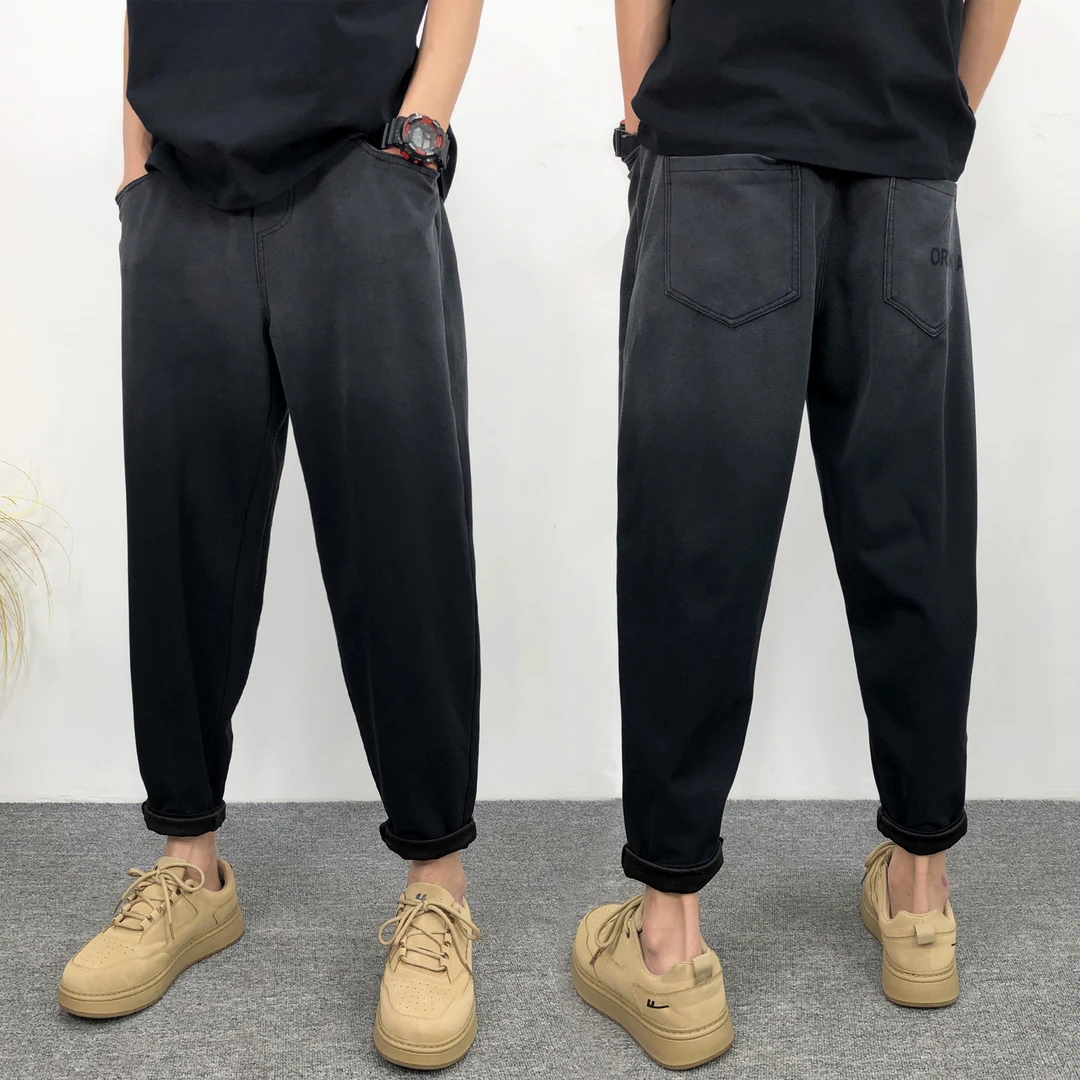 男士裤子2025款直筒宽松秋冬休闲裤痞帅阔腿九分哈伦垂感裤子男