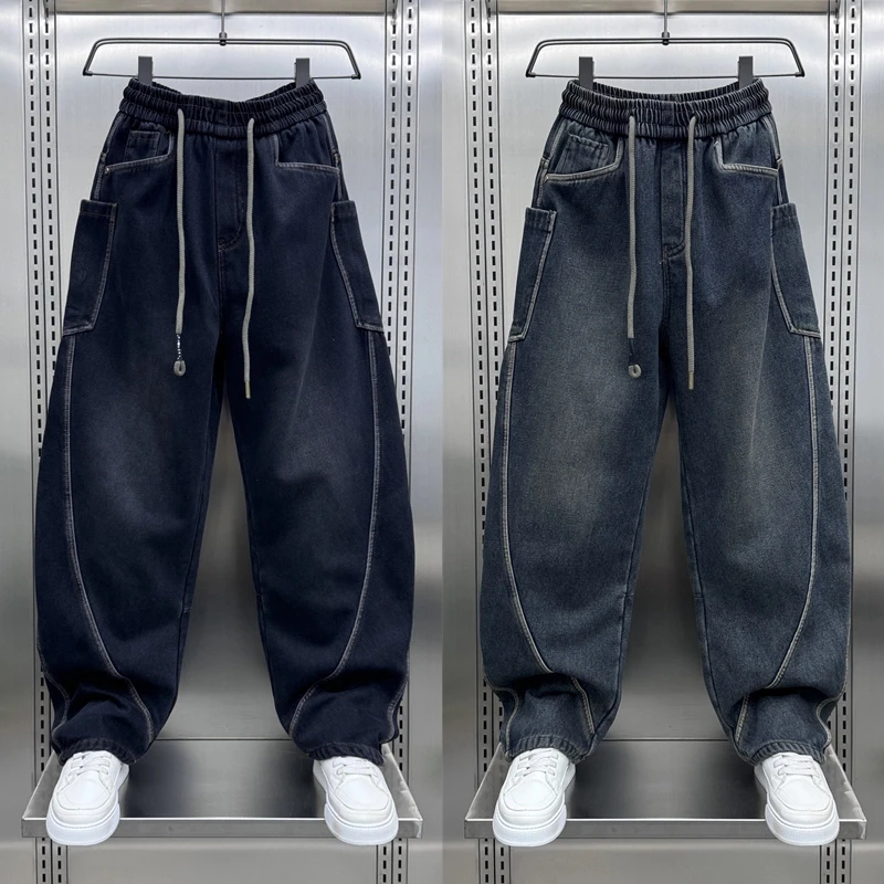 2025秋冬款百搭潮流牛仔裤男士潮牌弯刀裤美式休闲水洗复古工装裤