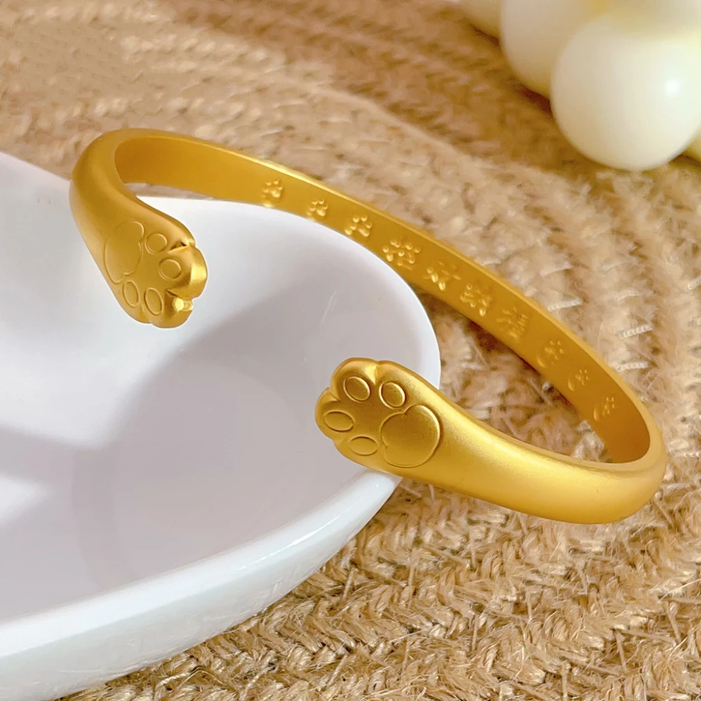 铜合金手镯 [小萌家]新中式可爱猫爪手镯精品萌猫开口