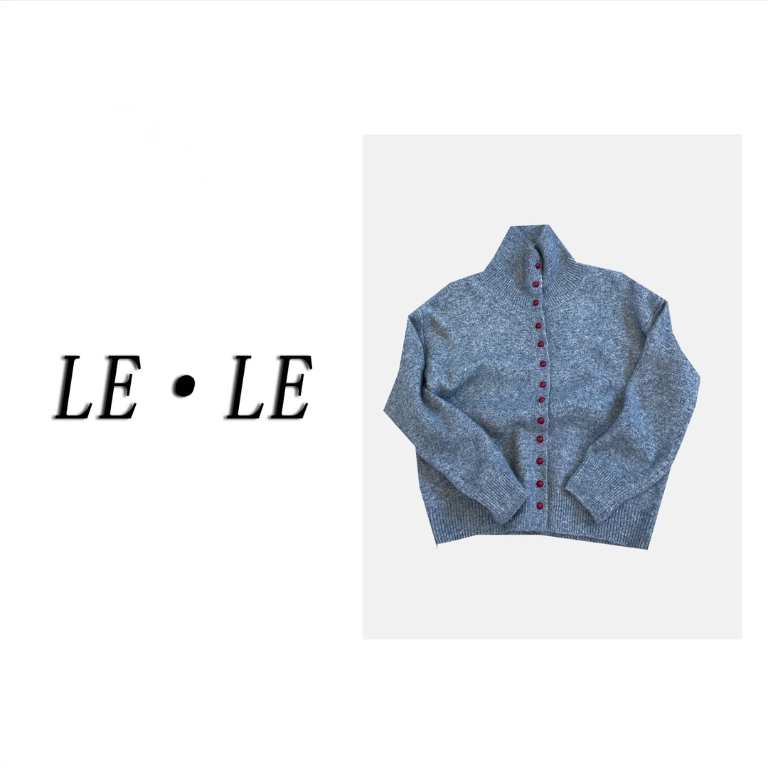 11102  休闲高领撞色纽扣韩版毛衣