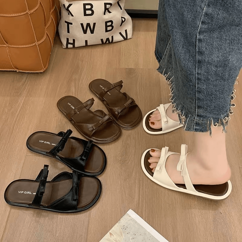 5668-9小清新蝴蝶结一字拖