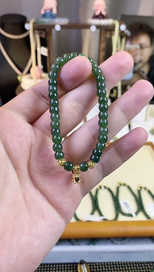 【闪购商品】和田玉/未镶嵌碧玉老型珠6mm/多样性发一