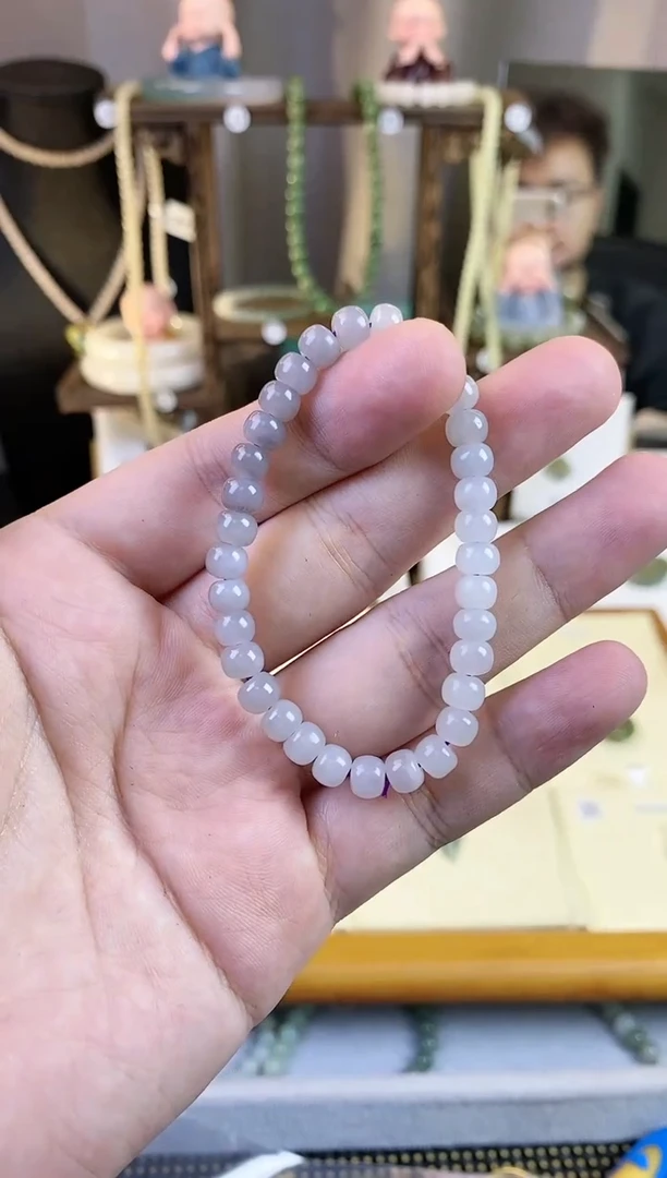 【闪购商品】和田玉/未镶嵌烟紫渐变老型珠单圈/多样性发一