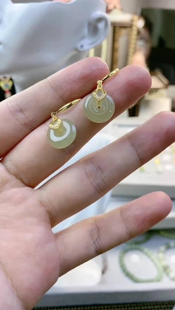 【闪购商品】和田玉/未镶嵌平安扣耳钩/多样性发一