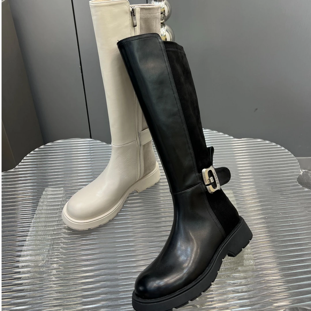 【现货】2024年秋冬新款真皮不过膝长靴冬季英伦风骑士靴女P999-11