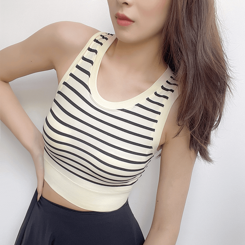 bx-600一片式运动内衣条纹跑步外穿背心式瑜伽服健身衣美背