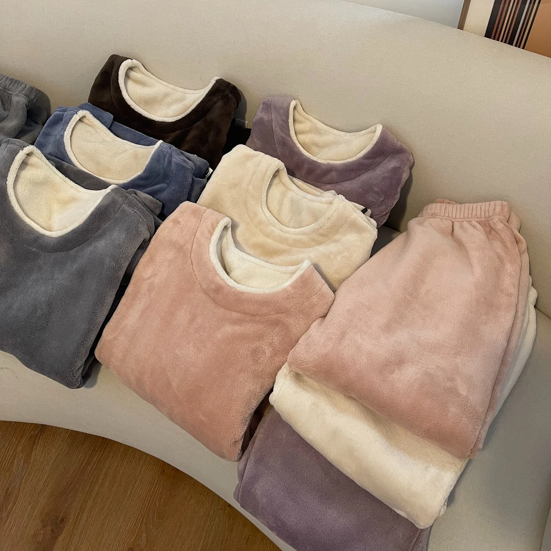 miss muzi｜“冬日小太阳”软绵绵珊瑚绒暖暖两件套（男女款）