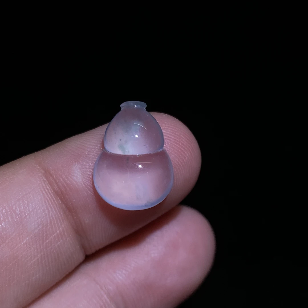 缅甸天然翡翠A货玻璃种葫芦高冰雕刻镶嵌冰透女士精美精雕