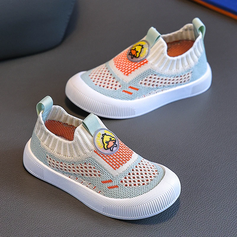 小黄鸭春秋新款飞织休闲男童鞋中小童休闲学步鞋儿童儿童女童凉鞋