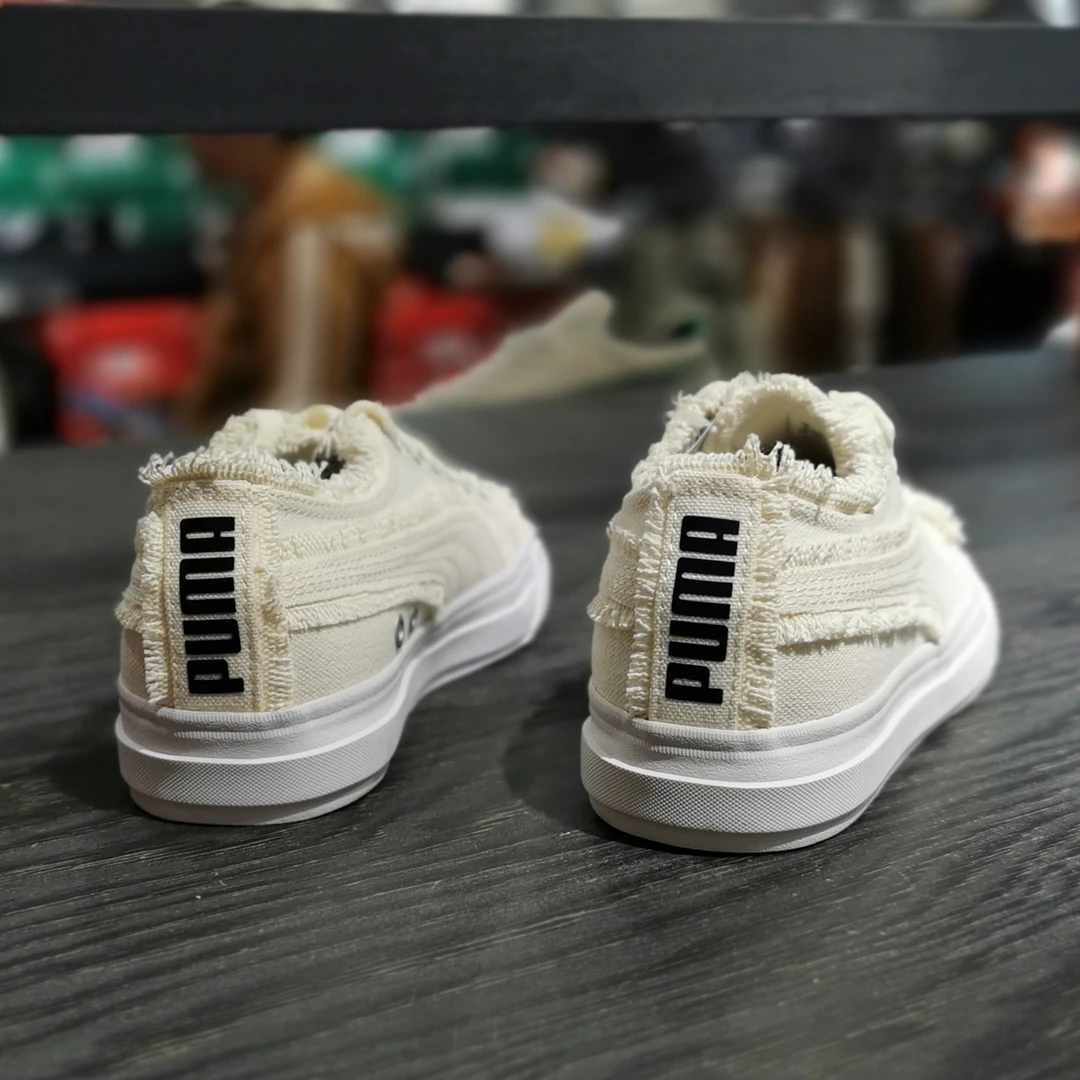 Puma/彪马情侣休闲透气低帮运动板鞋米白色帆布鞋 381586百搭