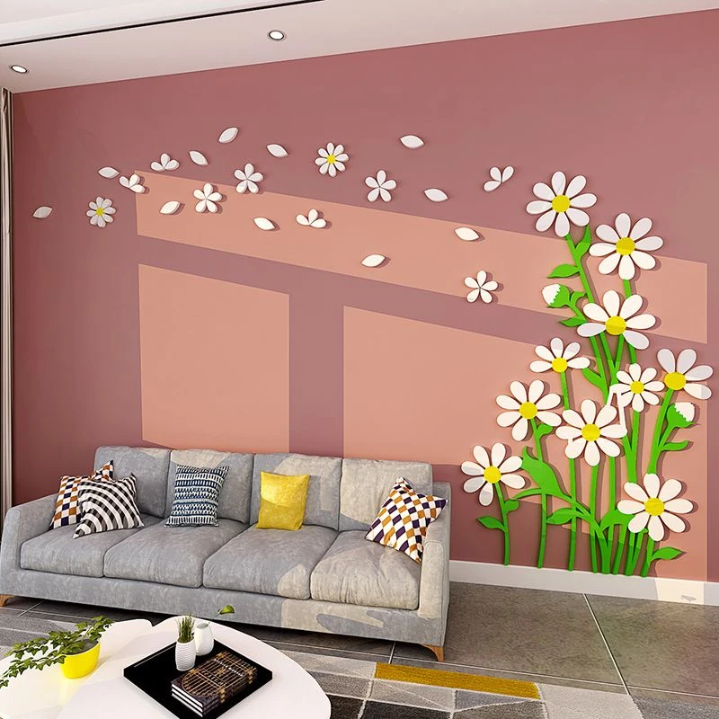 创意温馨花卉3D立体墙贴画客厅卧室装饰贴纸电视背景墙亚克力墙贴
