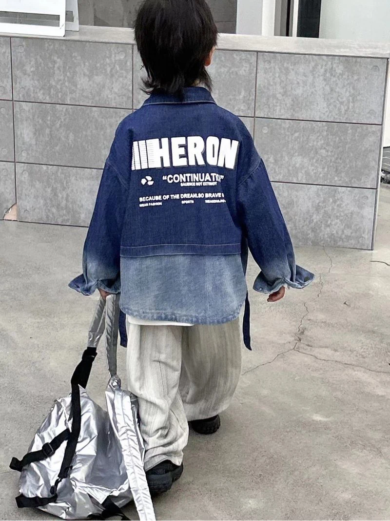 春秋季牛仔外套男宽松2024新款青少年高中初中学生帅气潮牌流夹克