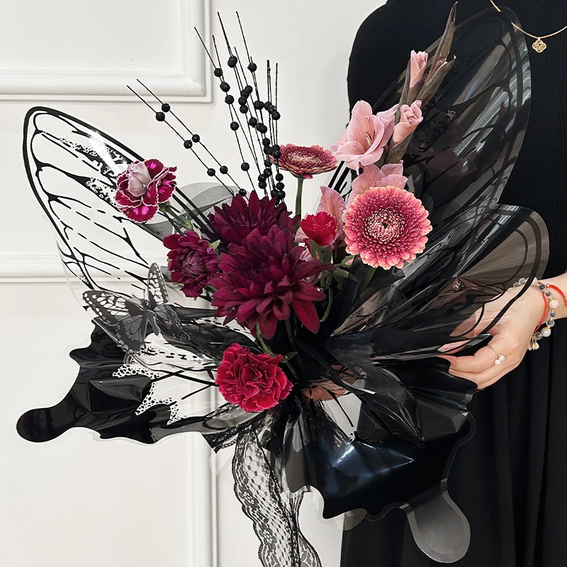 梦幻水晶蝴蝶翅膀花束包装纸高级感手工diy防水opp膜鲜花包花材料