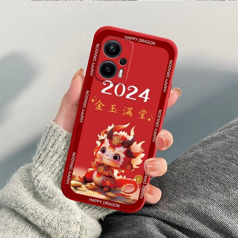 2024龙年红米Note12TPro手机壳23054RA19C液态硅胶新款潮防摔软壳