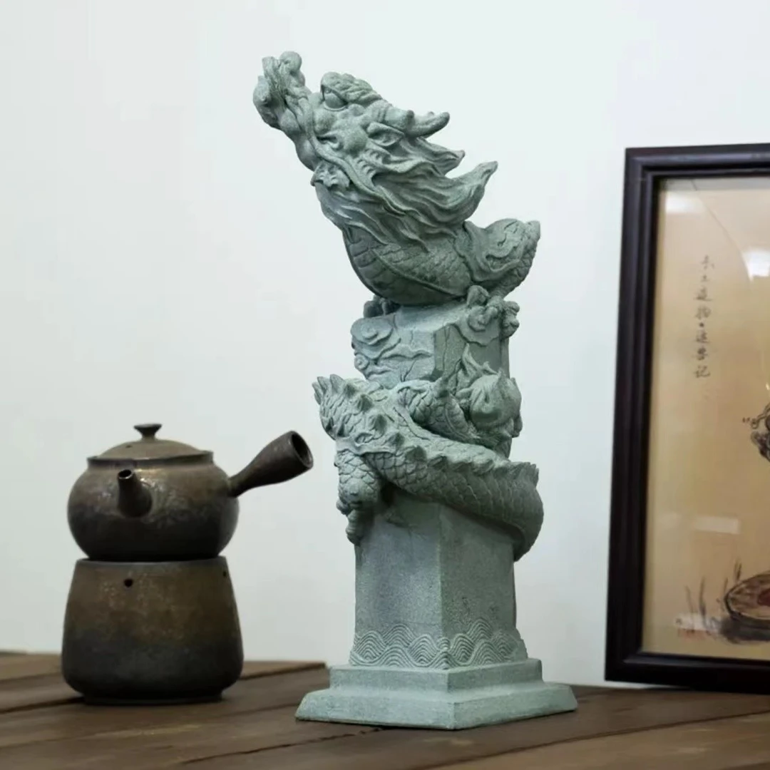 龙茶宠 家用 户外 青石 中式 茶室摆件