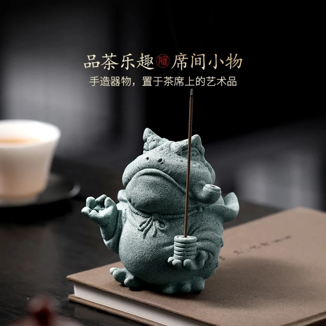 蟾大仙香插茶宠禅意掐指一算雕刻