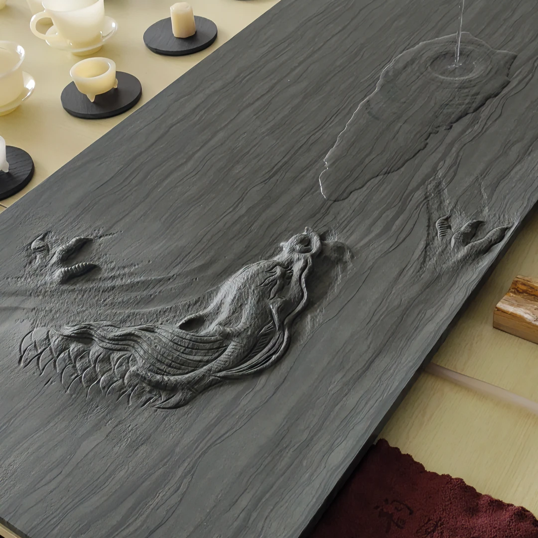 【龙吸水】龙茶盘天然石头茶台手工雕刻高端大气茶室必备家用办公