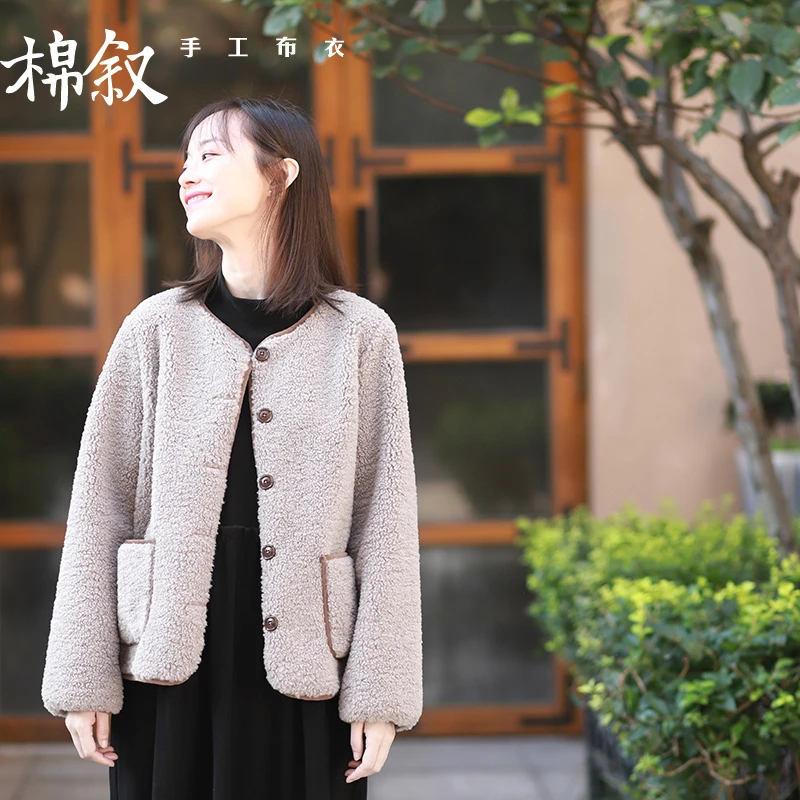 棉叙早春款文艺复古日系短休闲外套宽松显瘦仿羊羔绒外套女11815