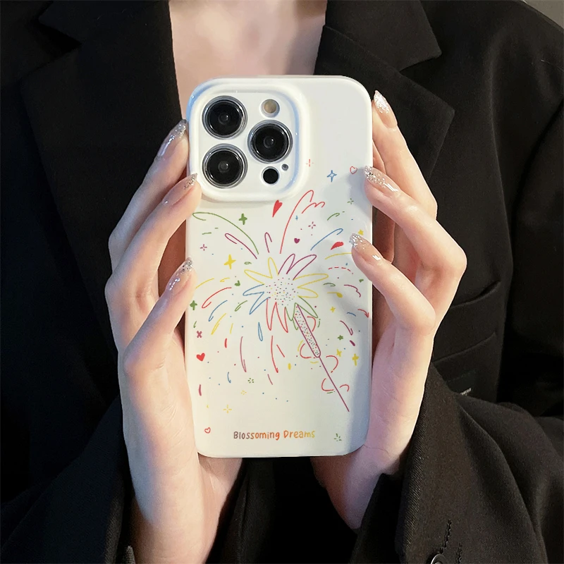 苹果15华为mate60浪漫情侣烟花手机壳菲林适用vivos17红米k60至尊