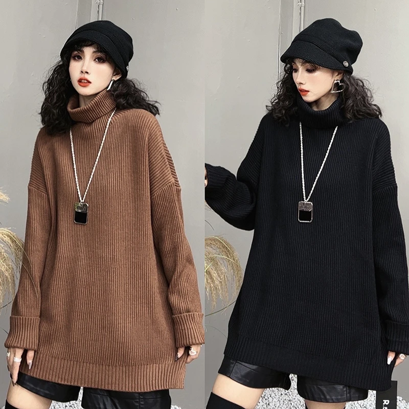秋季新款百搭上衣毛衣韩版时尚高领套头女装洋气纯色针织衫-9003