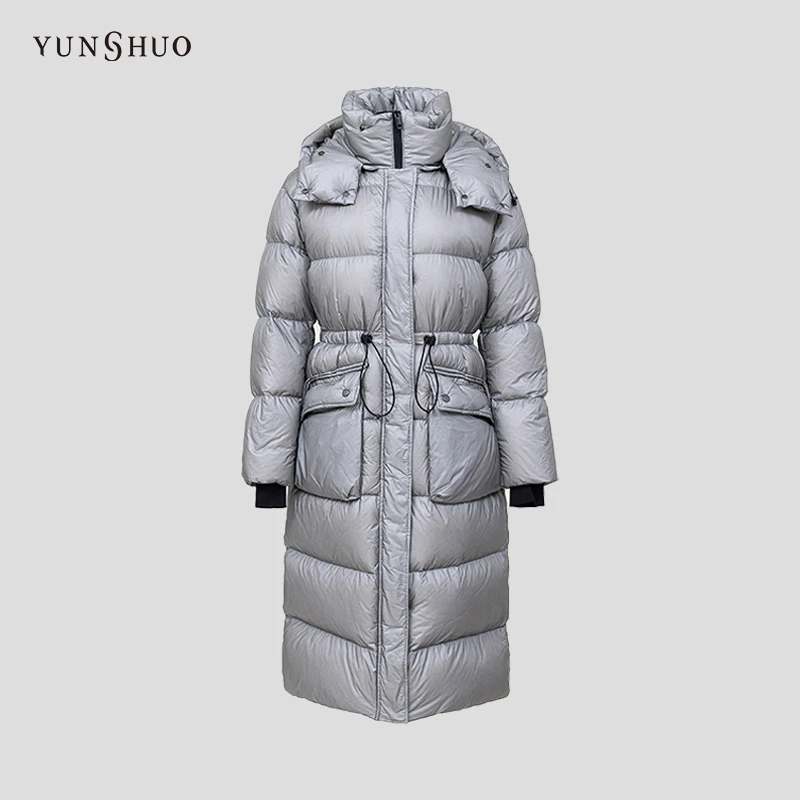 YUNSHUO 秋冬新款羽绒服女中长款女宽松显瘦保暖白鹅绒819067