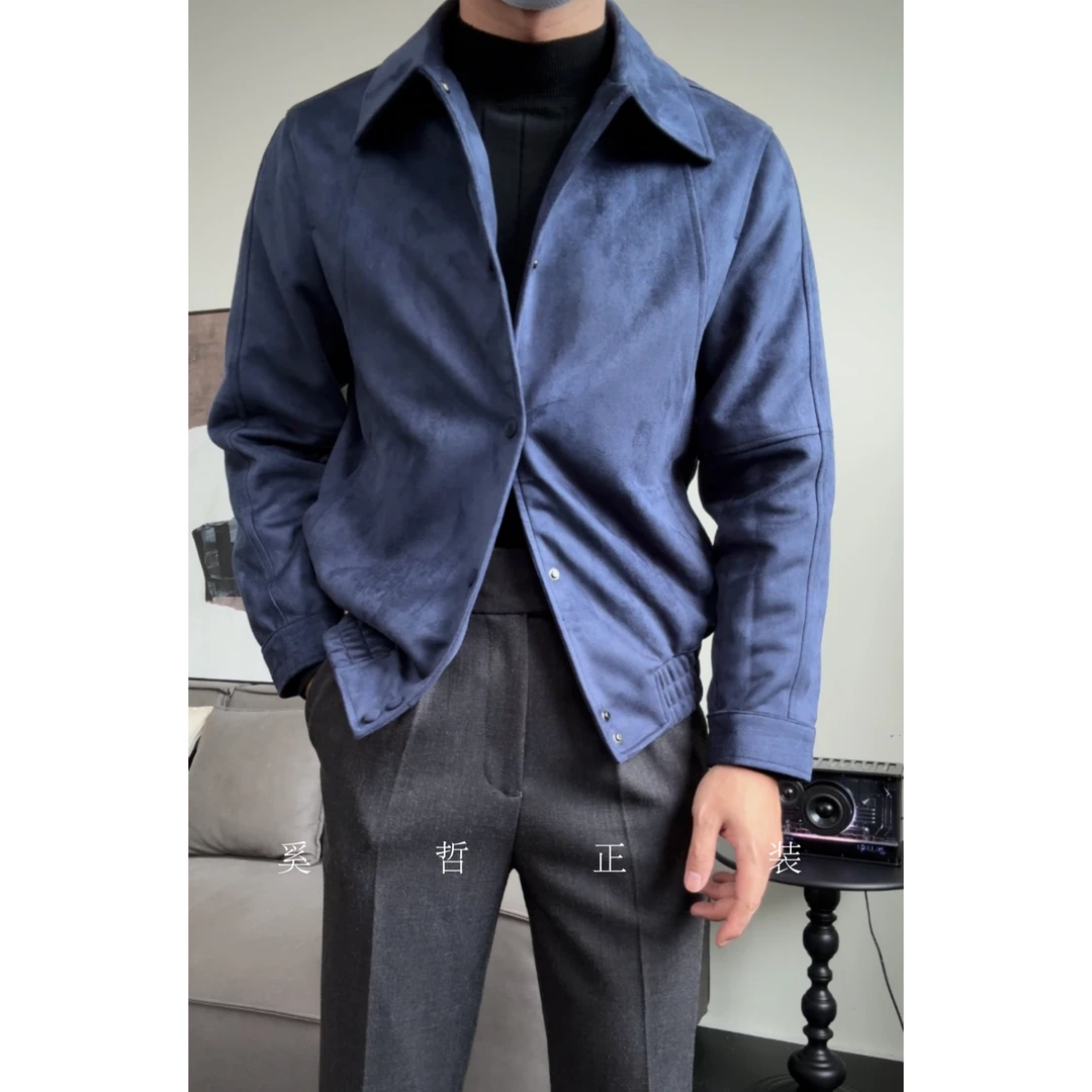 秋冬季男士修身夹克翻领外套休闲上衣潮流帅气哈灵顿短款5041