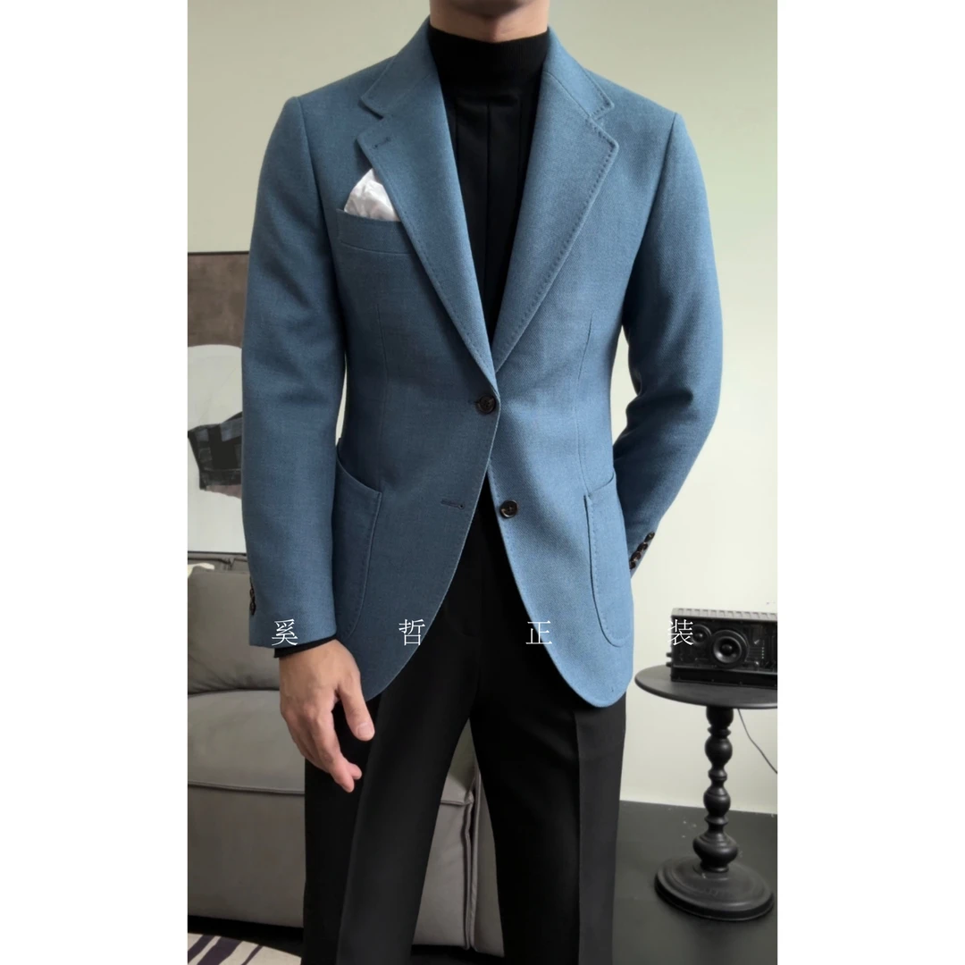 新款意式休闲轻奢时尚款绅装戗平领单西外套12198