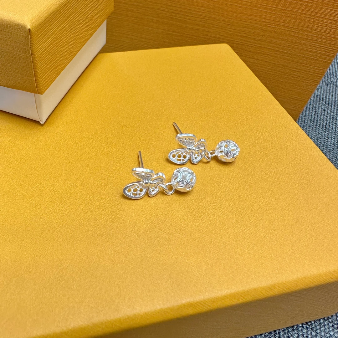 足银银制品 99纯银花丝耳饰手工气质轻奢时尚设计师小众复古素款