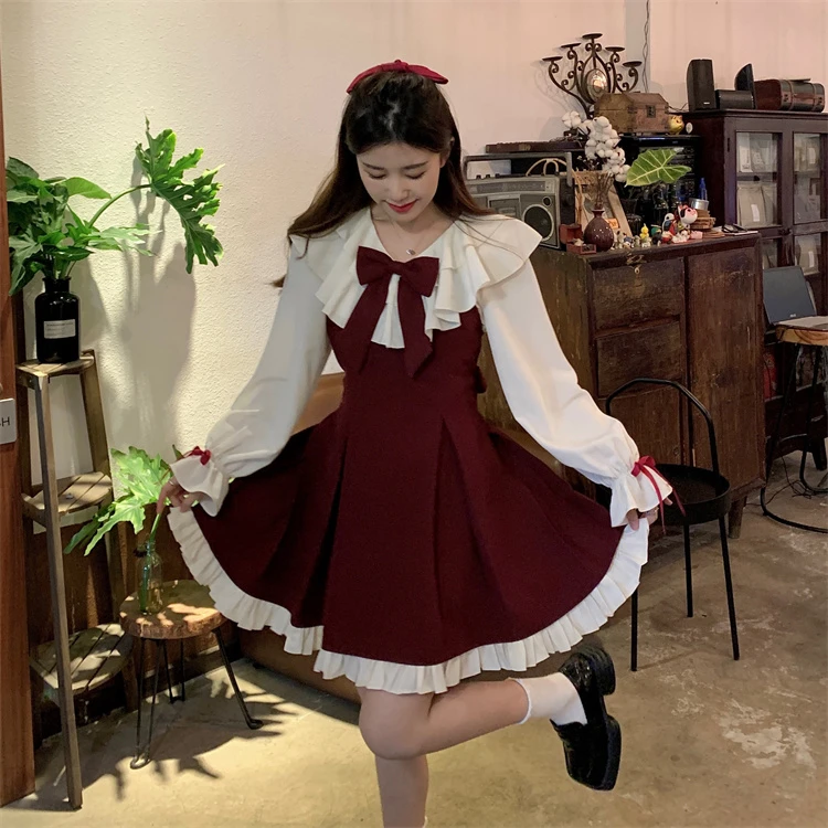 甜美公主风短裙节日喜庆礼服套装小个子小众设计感日系少女连衣裙