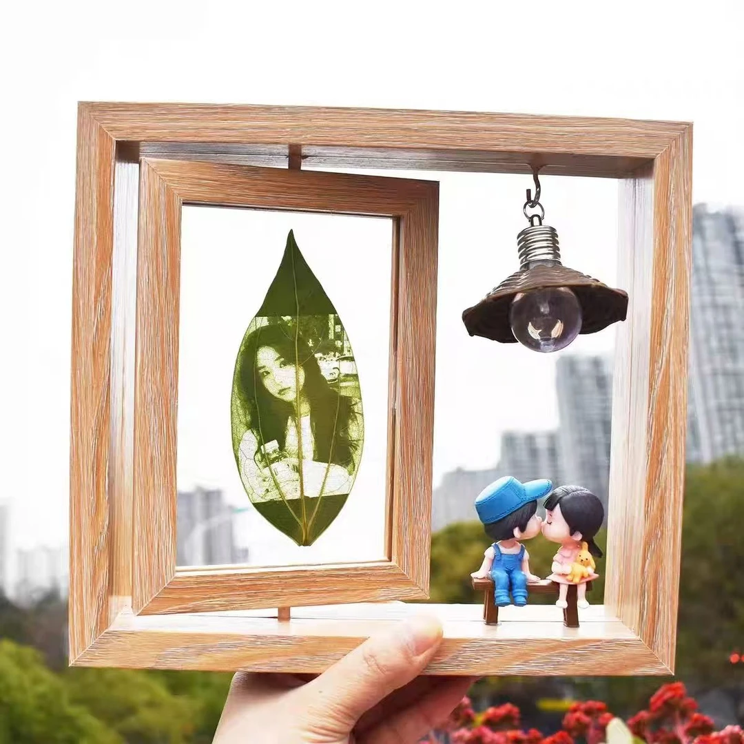 【私人定制】叶雕照片（旋转相框）送老婆生日礼物节日礼物父亲节