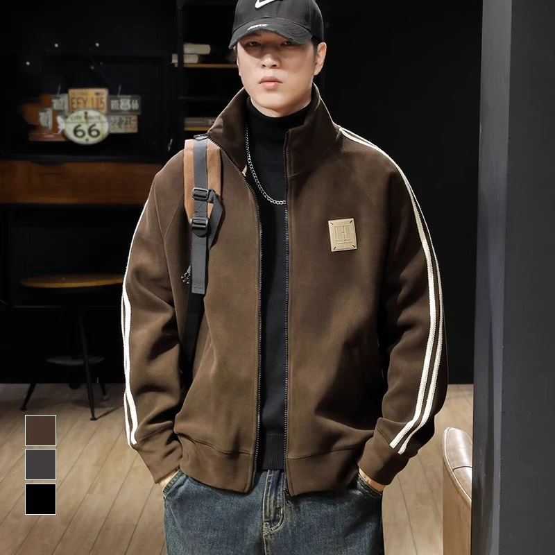 秋季2025新款立领拉链开衫卫衣男潮牌大码春秋男士高级感运动外套