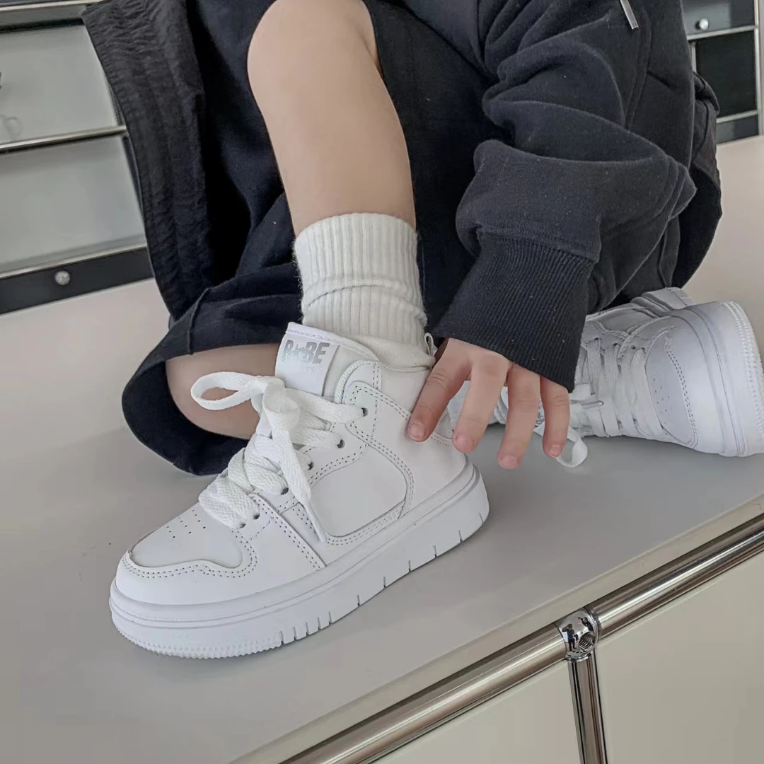 THE LUHAN【小白板鞋】男童经典时尚新款百搭高帮防滑中大童潮鞋