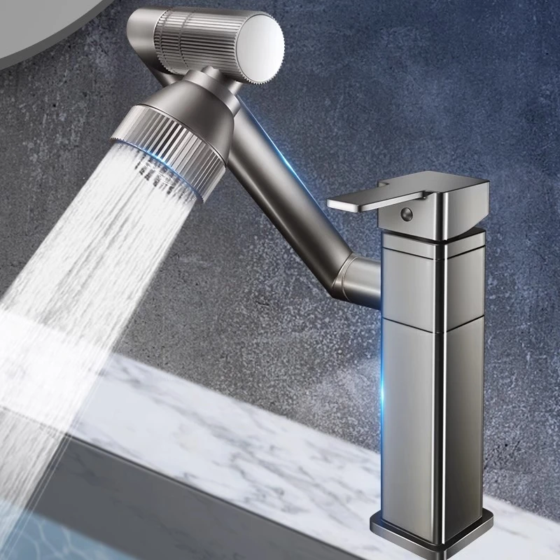 德国全铜洗脸盆冷热水龙头洗脸池卫生间万向机械臂浴室洗漱台面盆