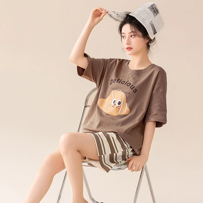 抑菌纯棉睡衣2025新款女士夏季短袖薄款宽松大码夏天卡通家居套装