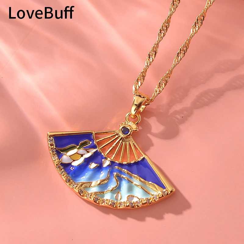 lovebuff原神周边神里绫华绿色折扇项链吊坠挂饰女友礼物游戏周边