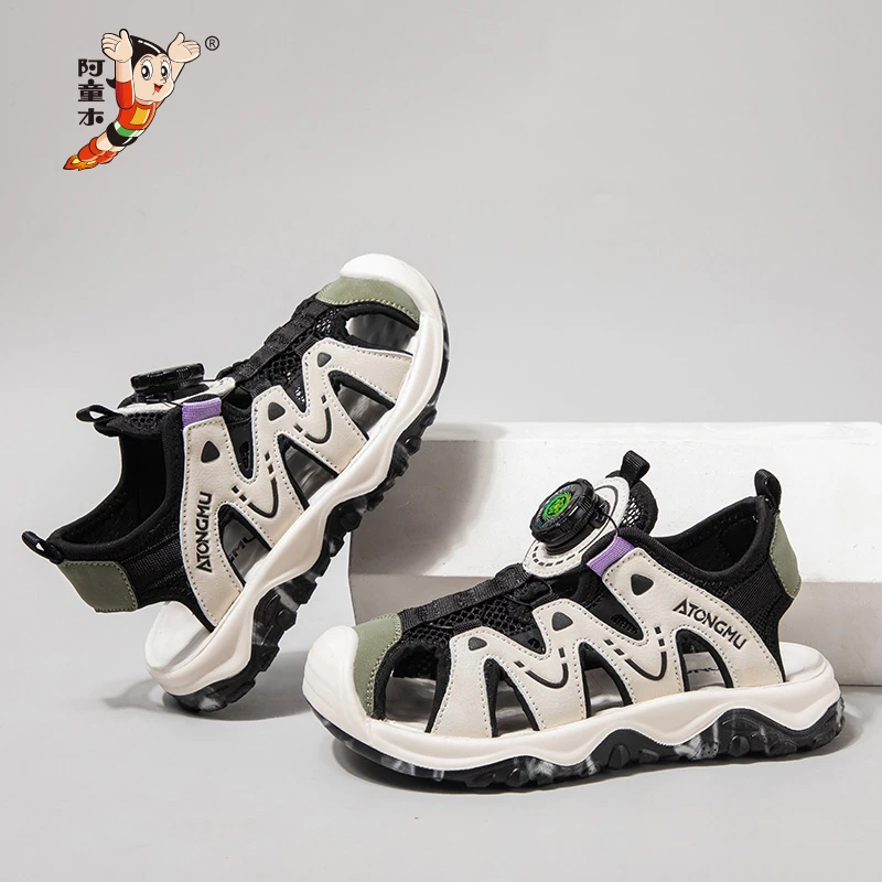 阿童木青少年包头凉鞋舒适百搭洋气男女童耐磨网面透气户外运动鞋