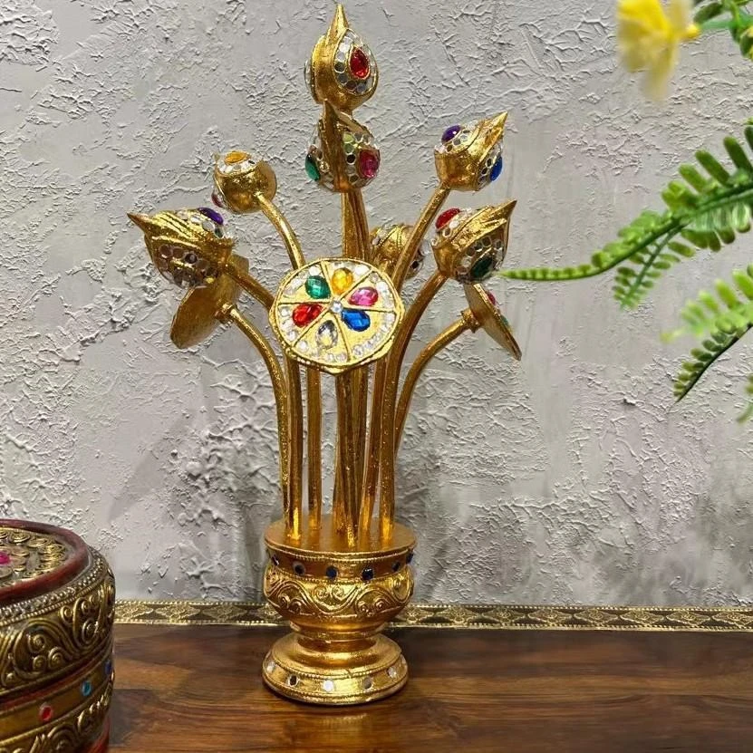 华仔推荐莲花插花摆件摆设装饰品摆件鎏金轻奢广州塔天鹅酒柜