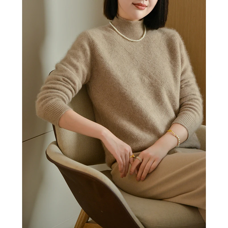 羊毛衫时尚百搭洋气针织女士半高领秋冬显瘦宽松加厚圆领韩版冬季