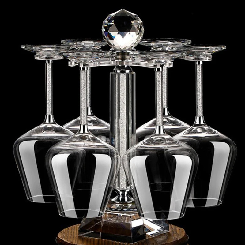 奢华家用水晶红酒杯高脚杯套装创意葡萄酒杯倒挂架陀螺醒酒器酒具