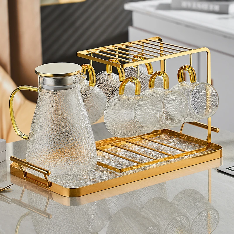 客厅待客带把茶杯家用耐高温喝水杯子女玻璃冷水壶凉白开水壶套装